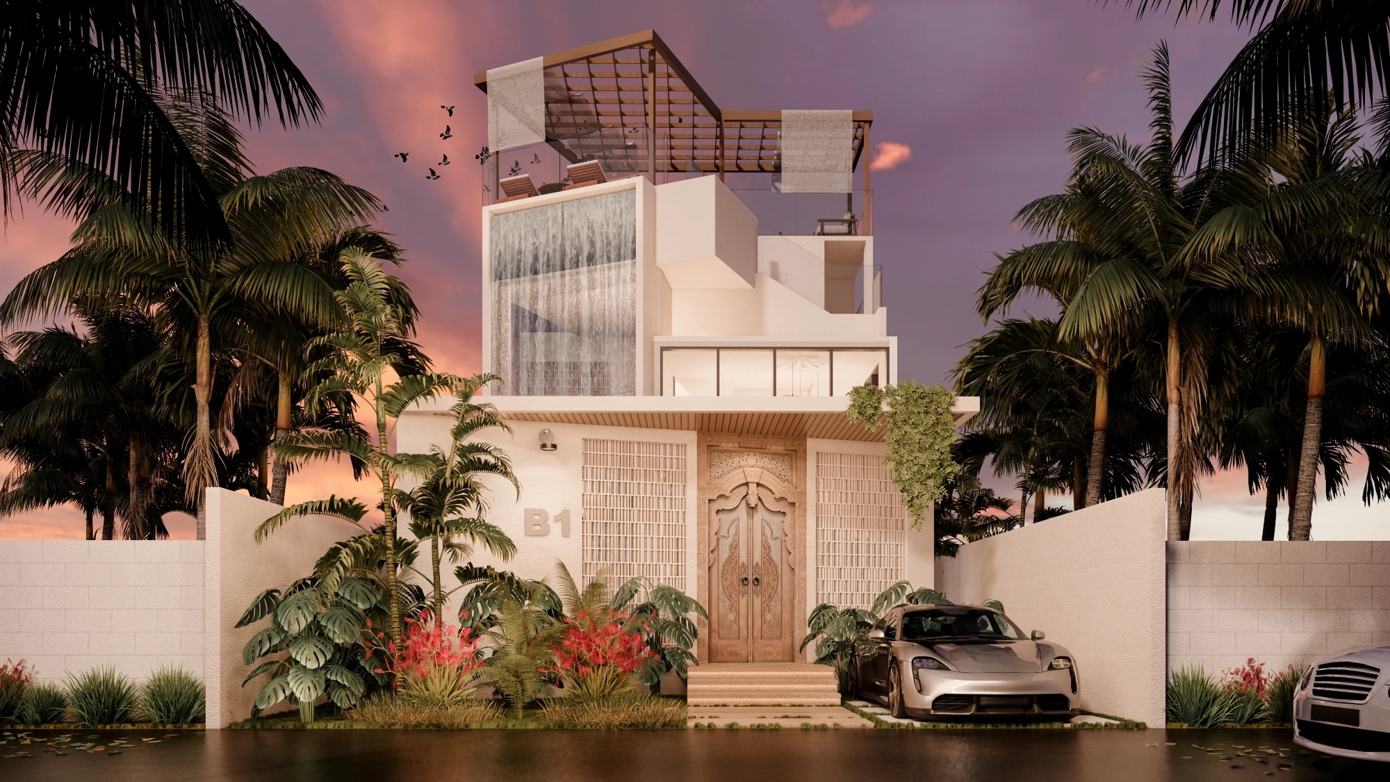 Senara Villa rooftop pool view